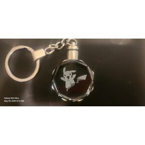 Pokemon Pikachu Keychain Crystal LED Light Up Keyring Anime Charm‎